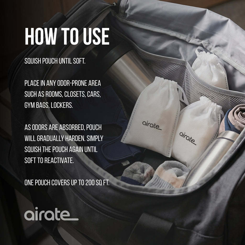 Airate Super Odor Eliminator – Powerful Long-Lasting Odor Removing Pouch for Rooms, Cars, Bathrooms, Closets & More