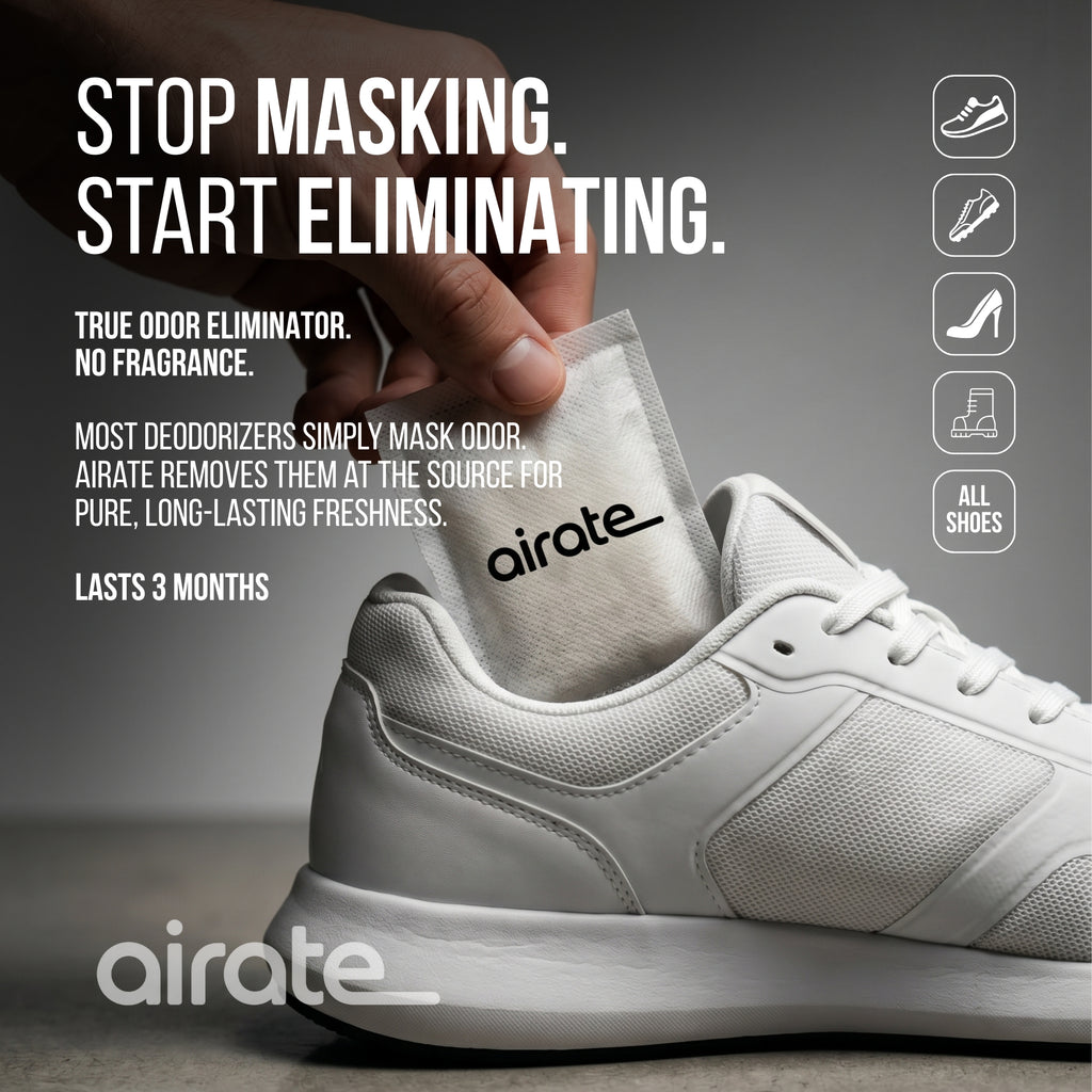 Airate Shoe Deodorizer & Odor Eliminator – Long-Lasting Odor Removing Pouches