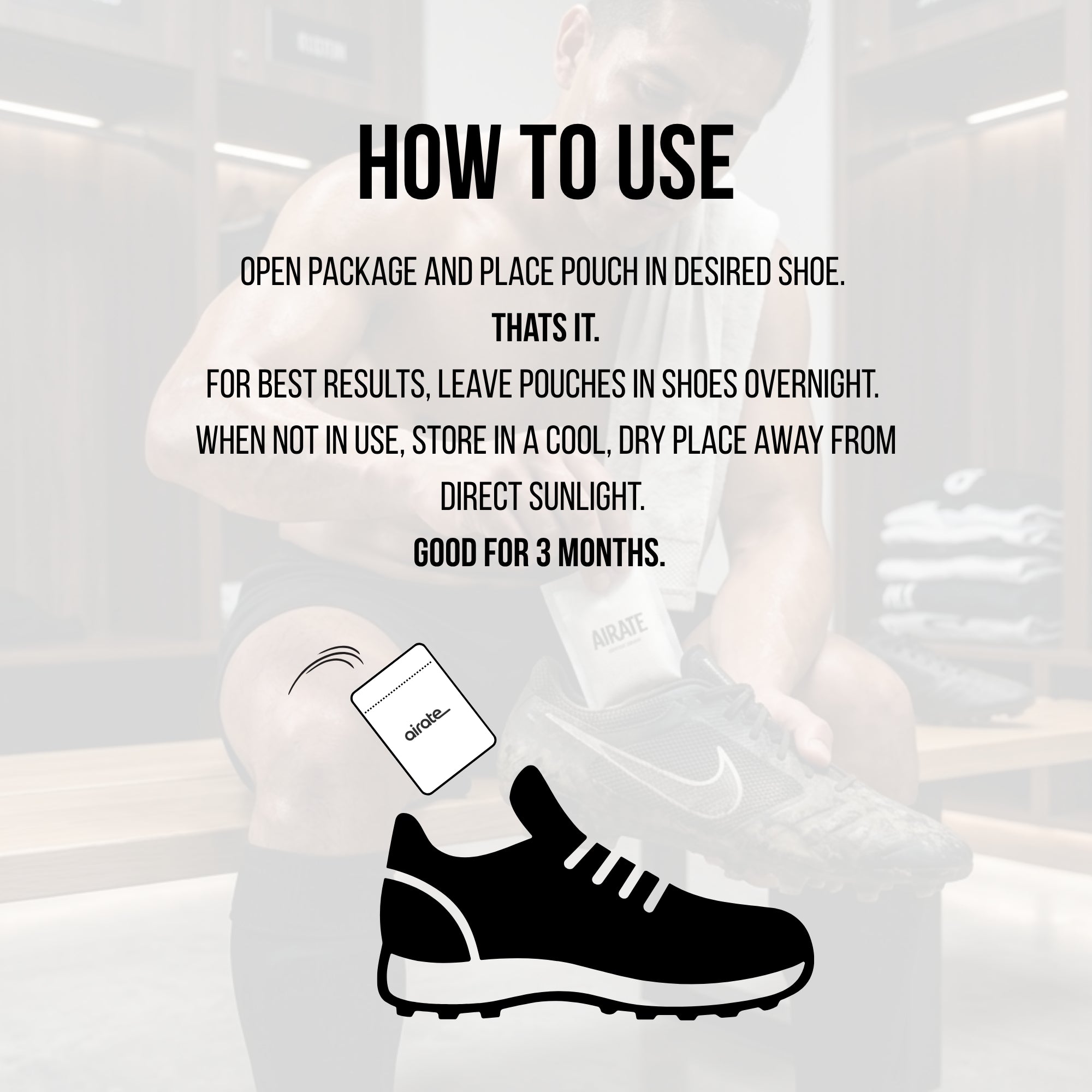 Airate Shoe Deodorizer & Odor Eliminator – Long-Lasting Odor Removing Pouches